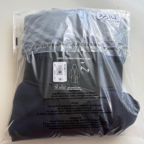 Polo Ralph Lauren Mens Thermal Hooded Robe Navy Size S/M Waffle Knit Print NWT - Picture 7 of 7